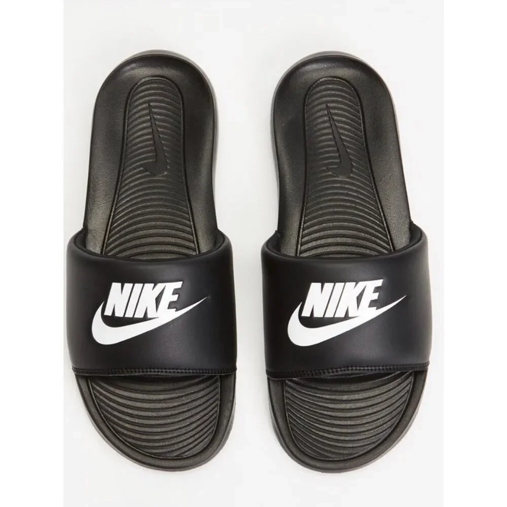 NIKE VICTORI ONE SLIDE BLACK / WHITE BLACK SLIDES SLIDE ON SANDAL size 12